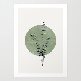 Flowers And Green Moon Art Print