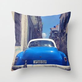 Blue cuban car  Throw Pillow