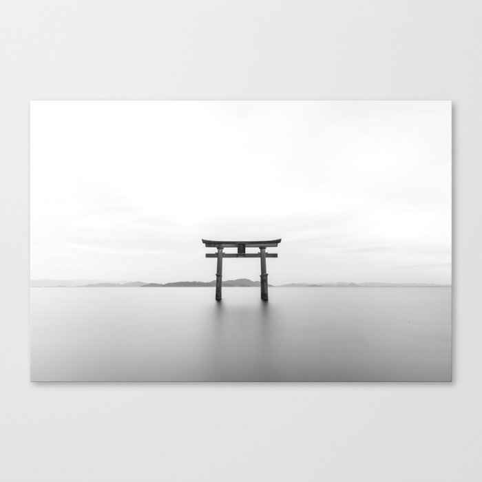 Tori Shintoism Temple Japan Black And White Pic Canvas Print