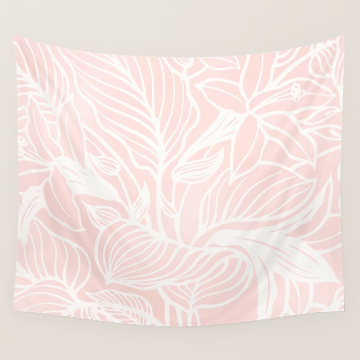 Blush Pink Coral Floral Garden Spring Summer Wall Tapestry by beautifulhomes Society6