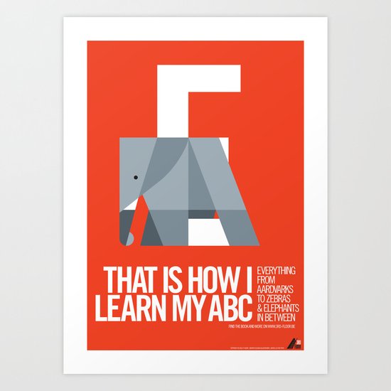 Animal Alphabet E Art Print