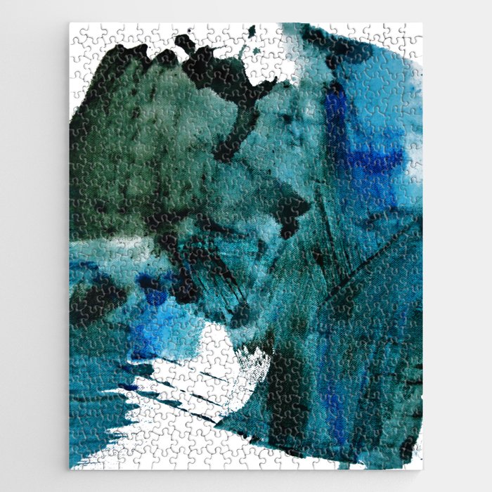 Scenic Route: a pretty, minimal abstract piece in blue and green by Alyssa Hamilton Art Jigsaw Puzzle