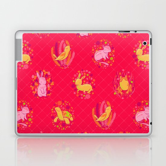 Picnic Pals animals in strawberry Laptop & iPad Skin