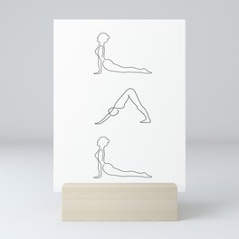 One Line Svanasana Yoga Updog Downward Dog Pose Design Print Mini Art Print