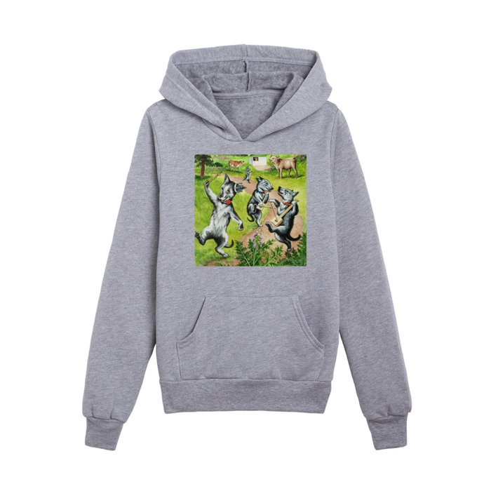 Dancing Dogs by Louis Wain Kids Pullover Hoodie