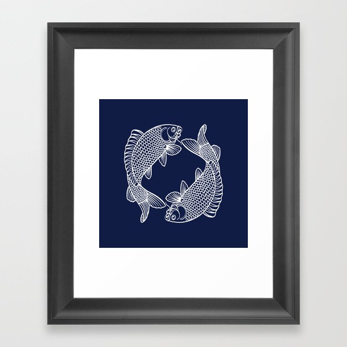 Navy Blue Koi Framed Art Print By Beautifulhomes Society6