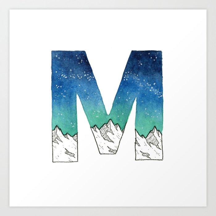 Galaxy Alphabet Series M Art Print By Jen Aranyi Society6