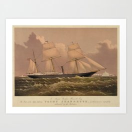 Vintage Illustration of a Frigate Sailboat (1881) Art Print