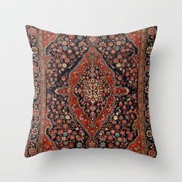 Persia Sarouk 19th Century Authentic Colorful Vibrant Red Black Vintage Patterns Throw Pillow