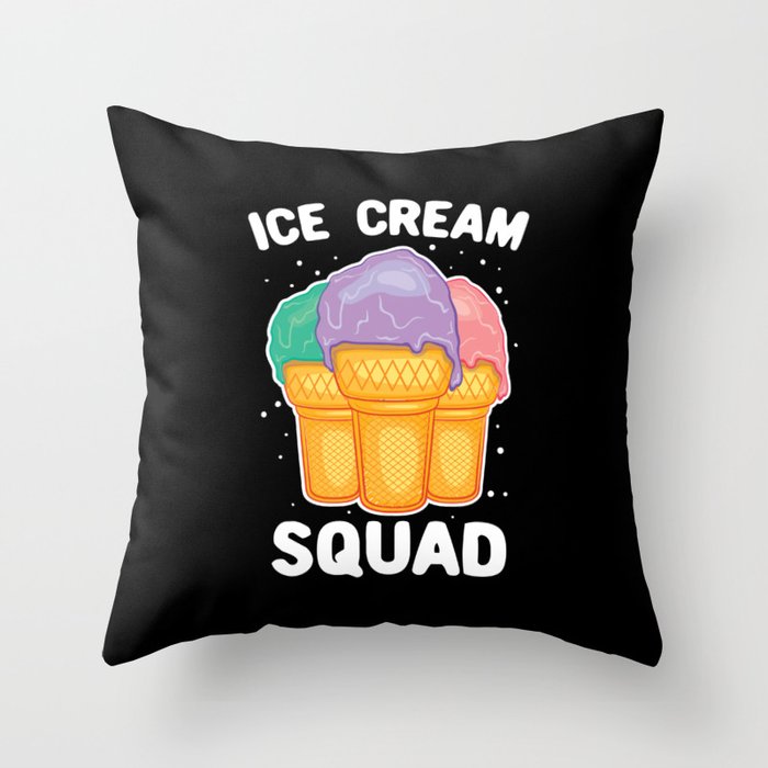 Ice Cream Squad Throw Pillow