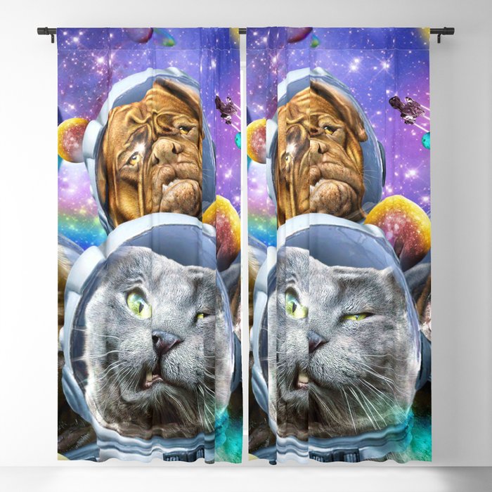 Space Cat And Dogs Selfie  Blackout Curtain