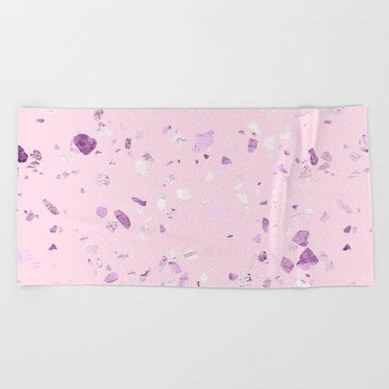 Raspberry Pink Quartz Terrazzo Beach Towel