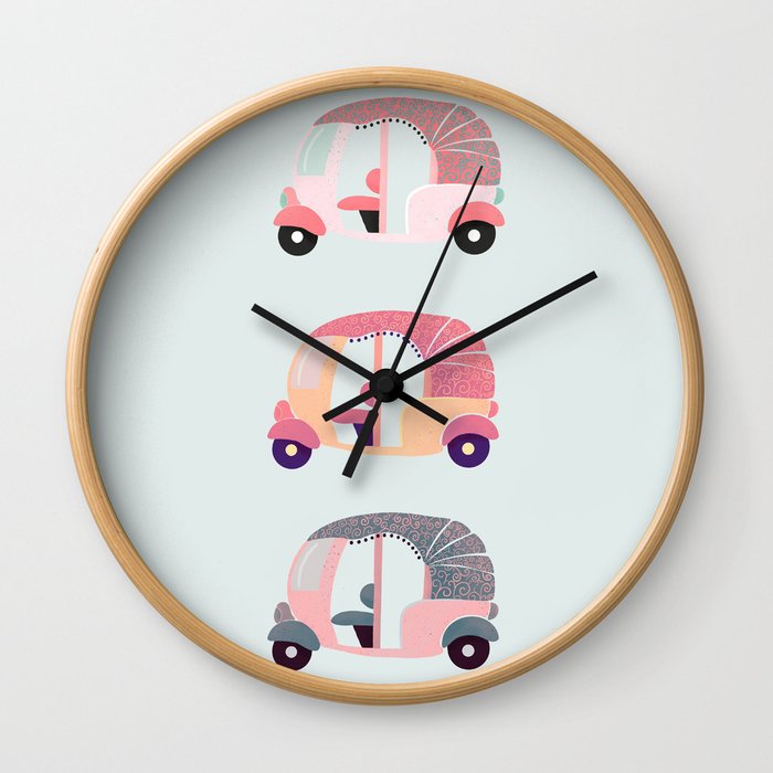 Hippie Rickshaws Wall Clock