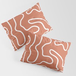 Squiggle Maze Minimalist Abstract Pattern in Rust Earth  Pillow Sham