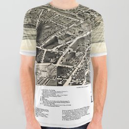 Durham - North Carolina - 1891 vintage pictorial map All Over Graphic Tee