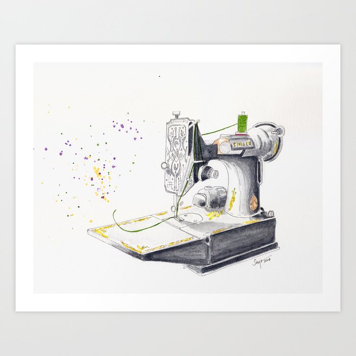 Vintage Singer Featherweight 221 Art Print By Artisania
