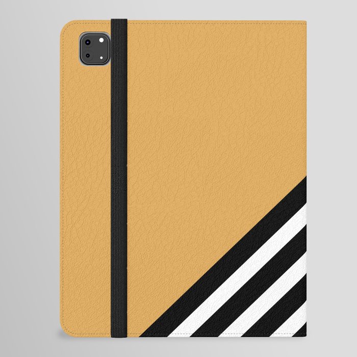 Color Block & Stripes Geometric Print, Yellow, Black and White iPad Folio Case