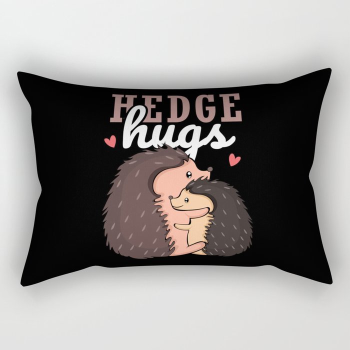 Kawaii Hedgehog Hugs Animal Hearts Valentines Day Rectangular Pillow