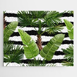 Beautiful seamless vintage floral summer pattern with palm trees, tropical leaves Jigsaw Puzzle