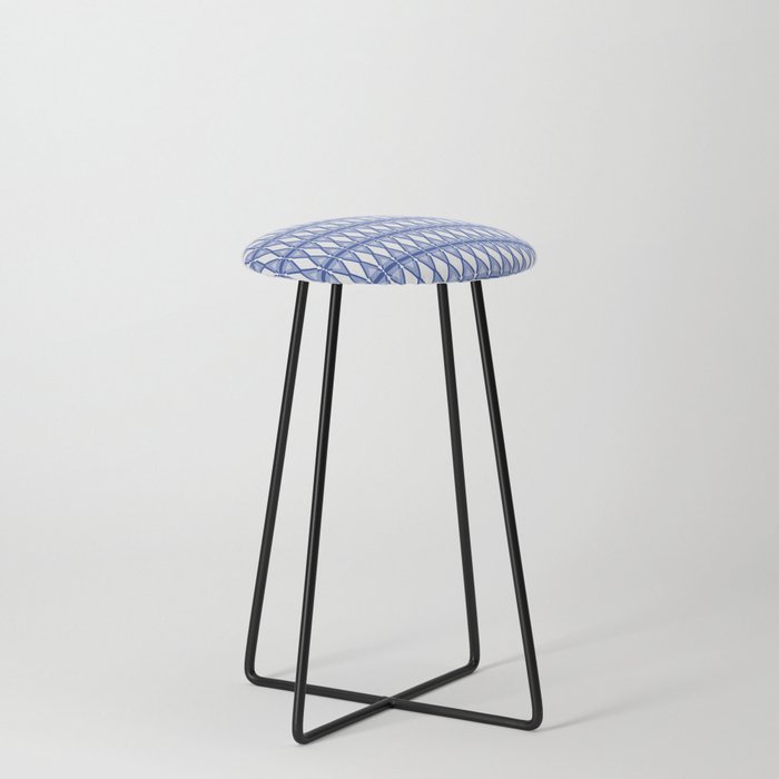Rounded Edge Triangles Pattern - Blues Counter Stool