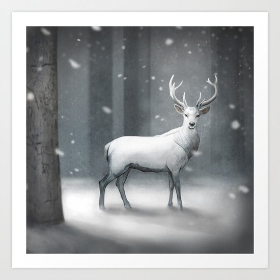 White Stag Art Print
