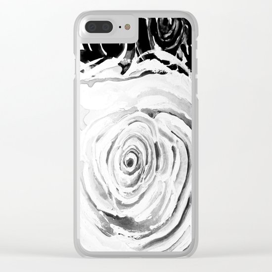 Roses For A Romantic Heart, Black and White Clear iPhone Case