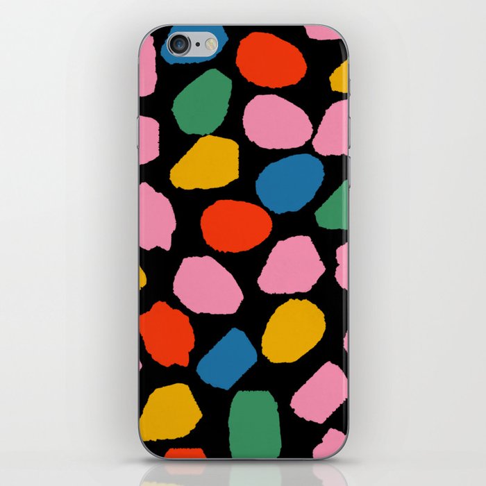 Ink Dots Colorful Mosaic Pattern in Rainbow Pop Colors on Black iPhone Skin