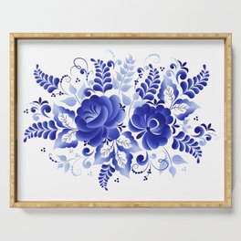 Blue flowers art Serving Tray