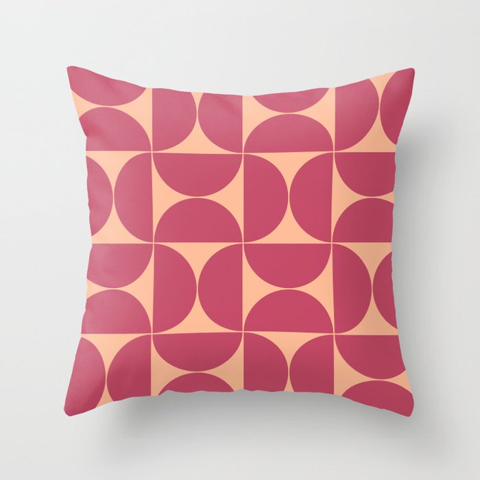 Mid-Century Modern Pattern No.67 - Peach Fuzz and Party Punch Throw Pillow