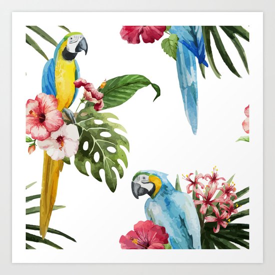 Tropical Bird Pattern 02 Art Print