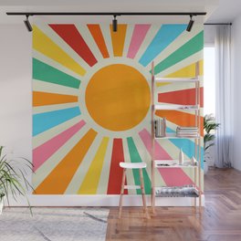 Retro Sunrise: Rainbow Edition Wall Mural