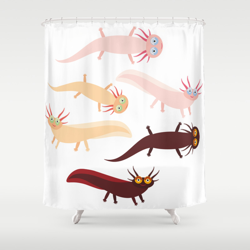 Cute Orange Pink Brown Axolotl Cartoon Character Mexican