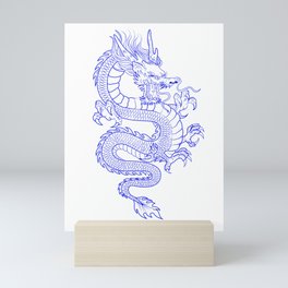 Blue Chinese dragon Mini Art Print