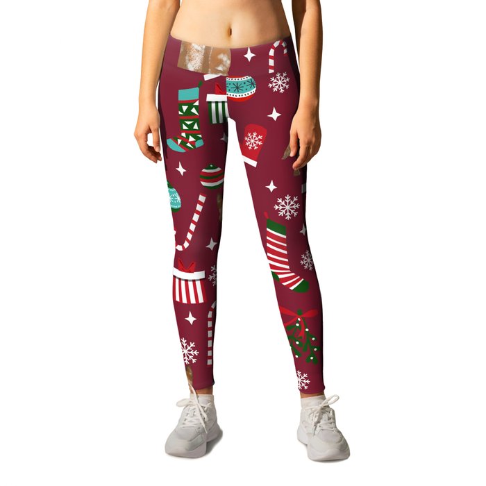 Australian Cattle dog christmas presents stockings candy canes winter dog breed lover Leggings