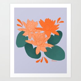 Water Lilies Orange Art Print
