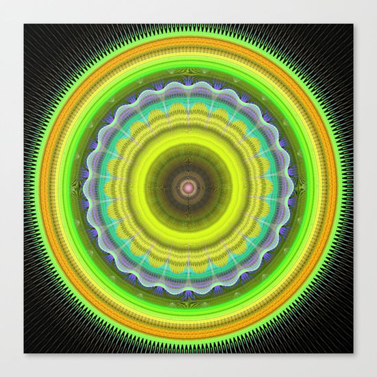 Abstract Lemon summer mandala with tribal patterns Canvas Print