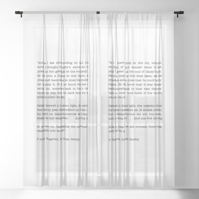 The Great Gatsby Last Page Quote Sheer Curtain by socoart Society6