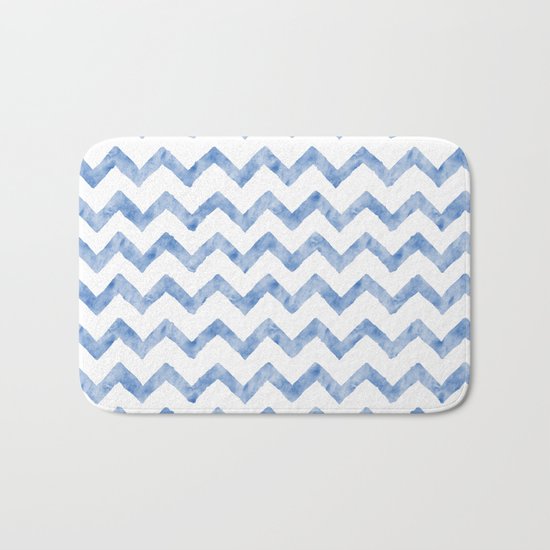 Chevron Light Blue And White Bath Mat