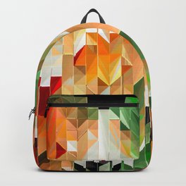 Geometric Tiled Orange Green Abstract Design Backpack