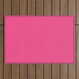 French Rose Pink Solid Color Popular Hues - Patternless Shades of Pink - Hex Value #F64A8A Outdoor Rug