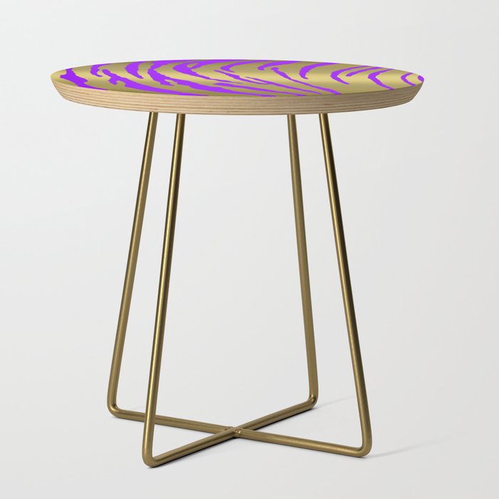 Gold Tiger Stripes Purple Side Table