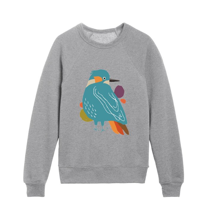 Quirky Blue-eared Kingfisher Kids Crewneck