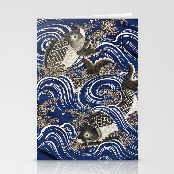 Gift Cover (Fukusa) with Carp in Waves Stationery Cards