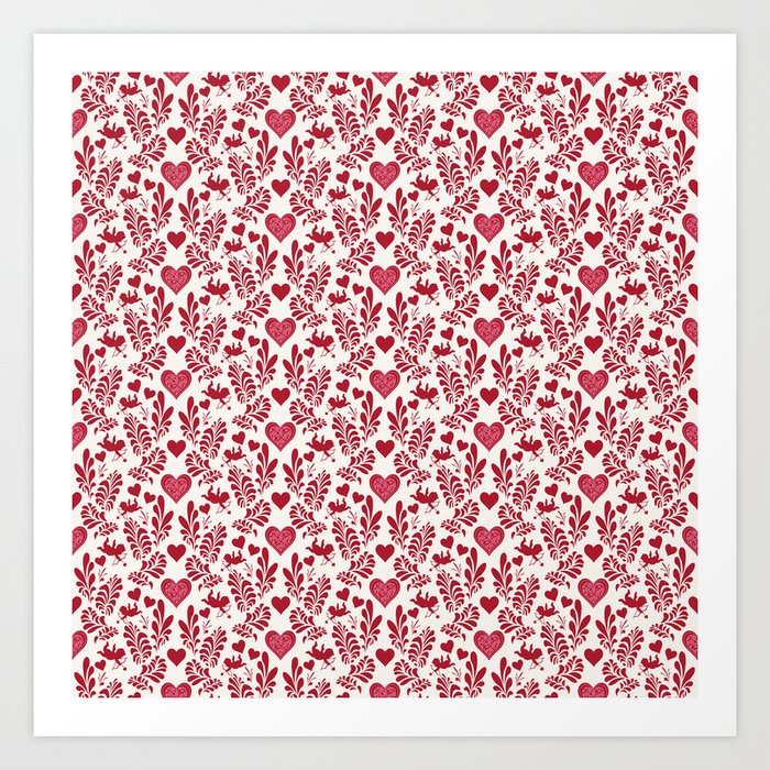 Little Red Cupids and Hearts Collection Art Print