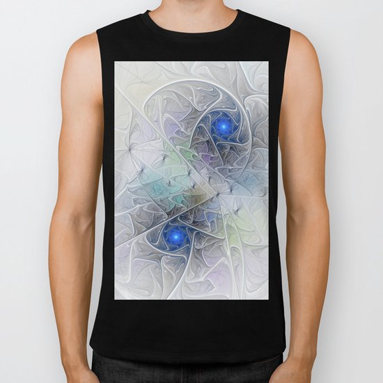 Little Blue Spirals Fractal Biker Tank