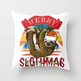 Merry Slothmas - Funny Christmas Pajama for Sloth Lovers  Throw Pillow