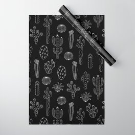 Cactus Silhouette White And Black Wrapping Paper