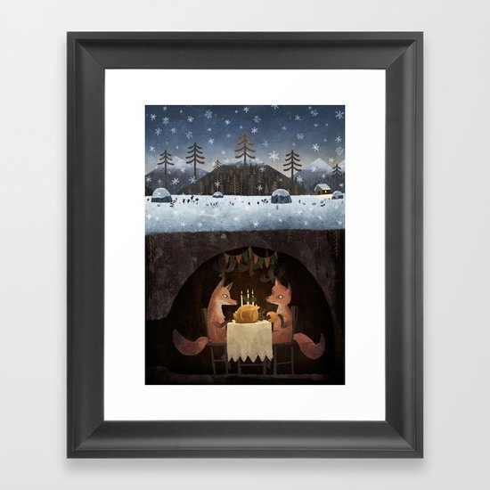 Winter Foxes Framed Art Print