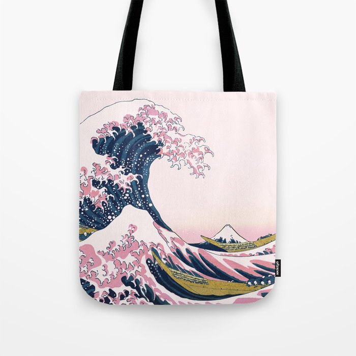The Great Pink Wave off Kanagawa Tote Bag