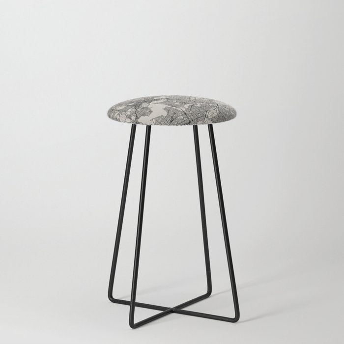 Perth - Australia - Black and White City Map Counter Stool